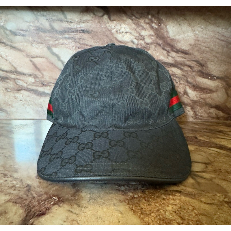 Topi Gucci Black Original GG Canvas Baseball Hat Cap