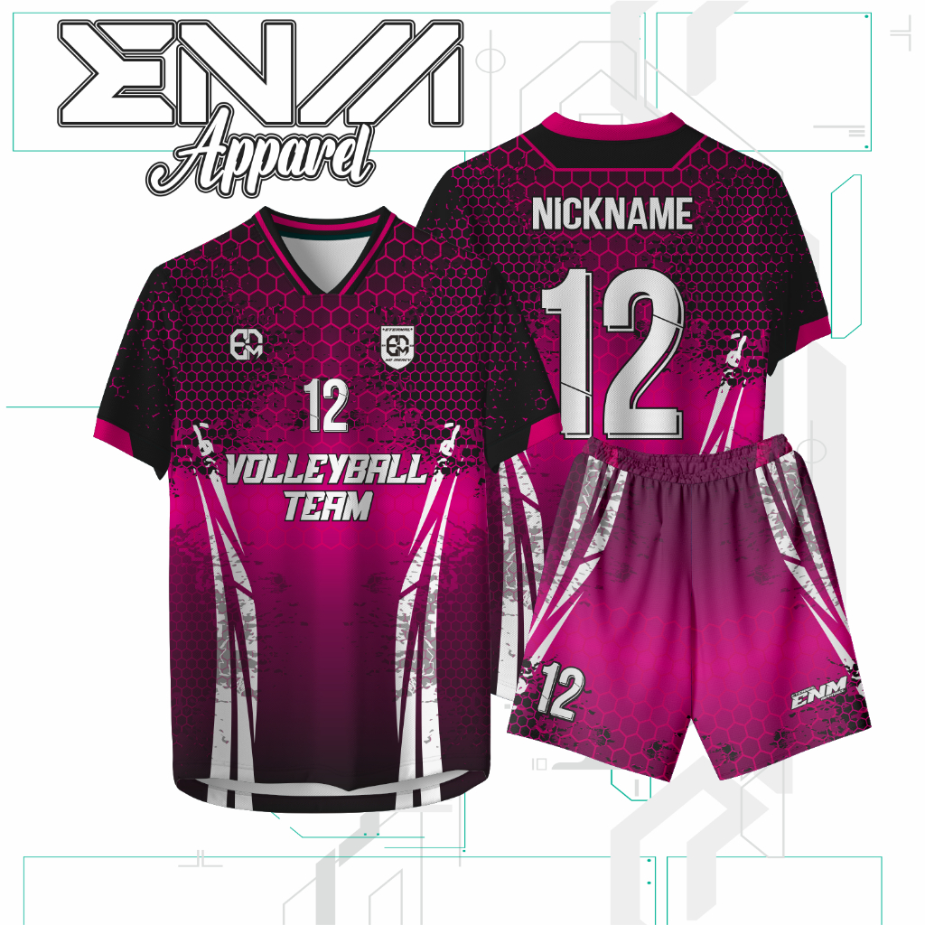 JERSEY VOLLY HEXAPINK CUSTOM BAJU VOLI COWOK CEWEK FULL PRINT GRATIS NAMA,TEAM,SPONSOR,NOMOR,LOGO