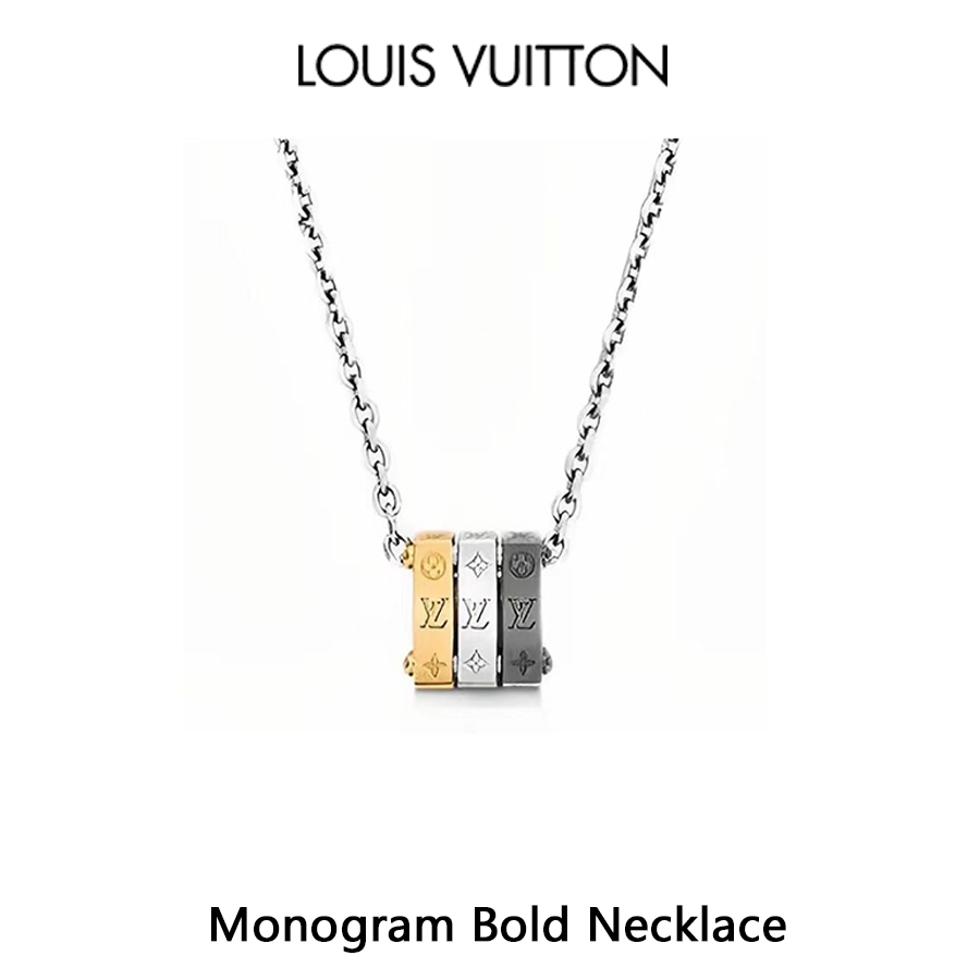 New LOUIS VUITTON original 18K gold kalung LV necklace emas asli 100% ori pria pendant perhiasan lio