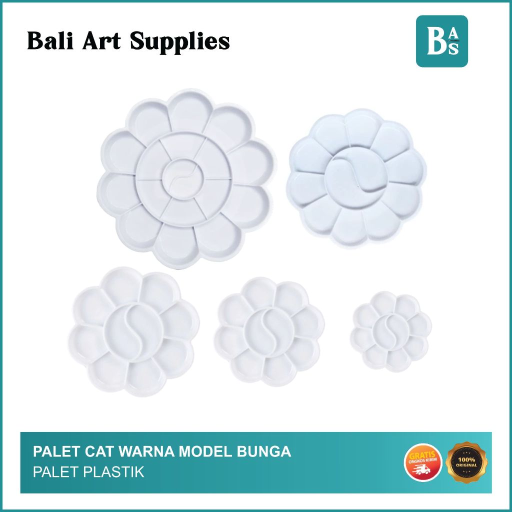 

Palete Bunga Plastic Diameter 8,5 / 11,5 / 13 / 14,5 / 18,5cm | Palet Cat | Palet Lukis | Flower Palette | Plastic Palette | Painting Palette | Peralatan Menggambar dan Melukis Terlengkap dari Bali Art Supplies