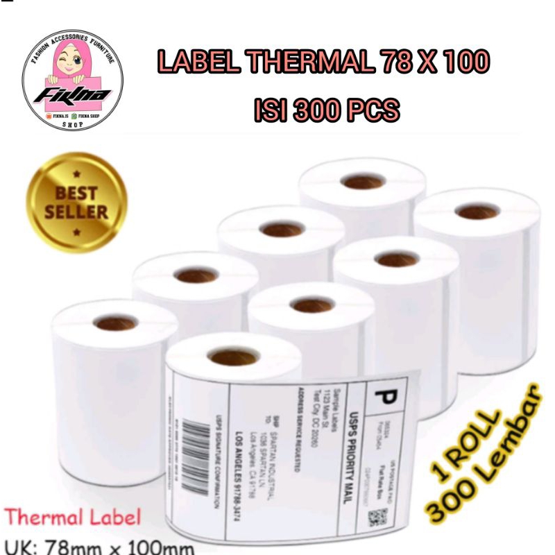 

LABEL THERMAL 78 X 100 ISI 300 PCS KERTAS STIKER BARCODE