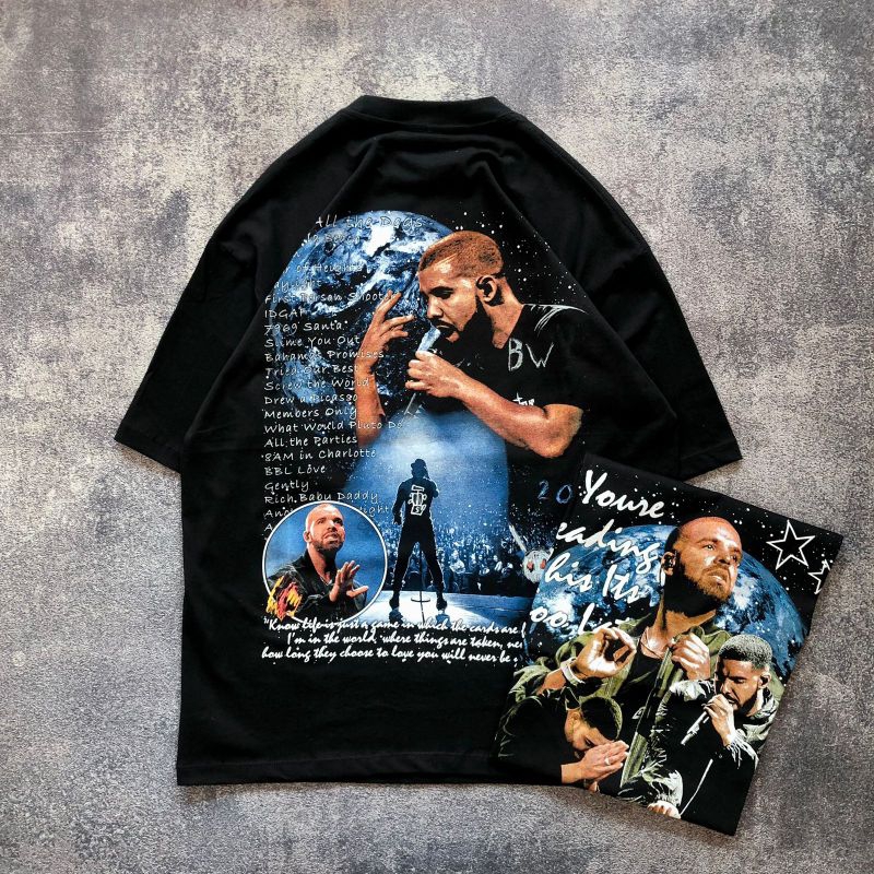 (LVR) Baju Kaos Oversize DRAKE - T Shirt Vintage Oversize Drake Album For All The Dogs - Baju Kaos P