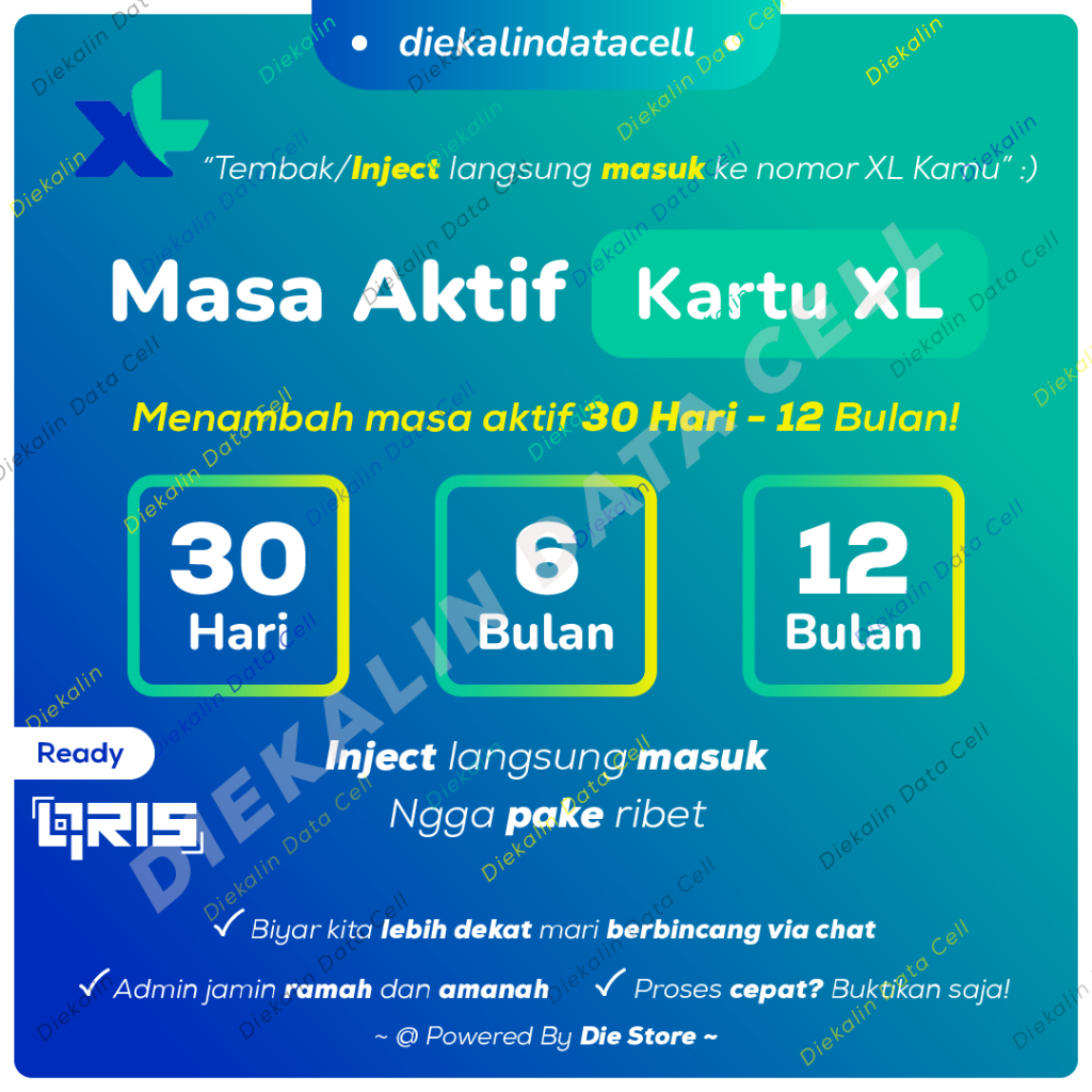 MASA AKTIF KARTU XL 30 Hari dan 6 Bulan Tembak/Inject XL Axiata - Murah Ramah Amanah