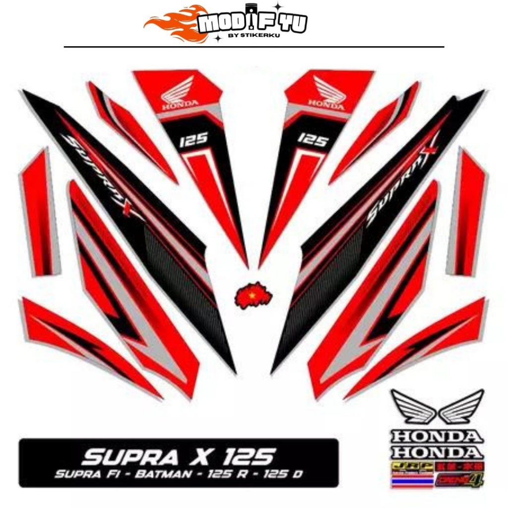 STRIPING SUPRA X 125 KARBU / MOTIF Y9 / BATMAN / 2007-2014 / STIKER SUPRA X125 R LAMA / STICKER SUPR