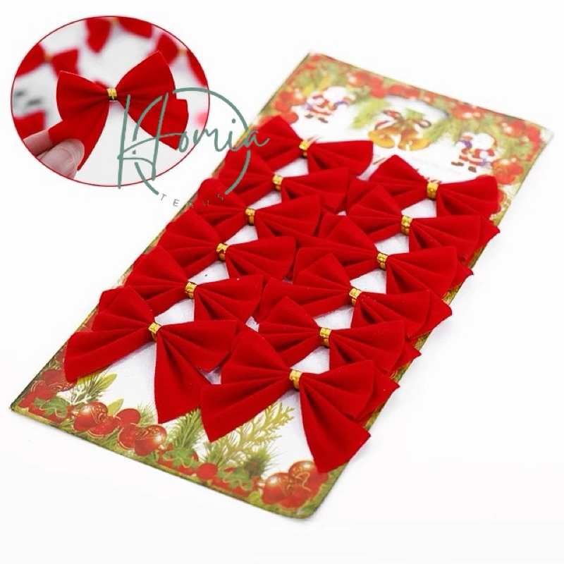 

Hiasan Pita merah Rangkai natal christmas bahan bludru velvet / Hiasan Pita merah Natal bludru kado parcel hampers bingkisan hadiah christmas Pita Pohon Natal