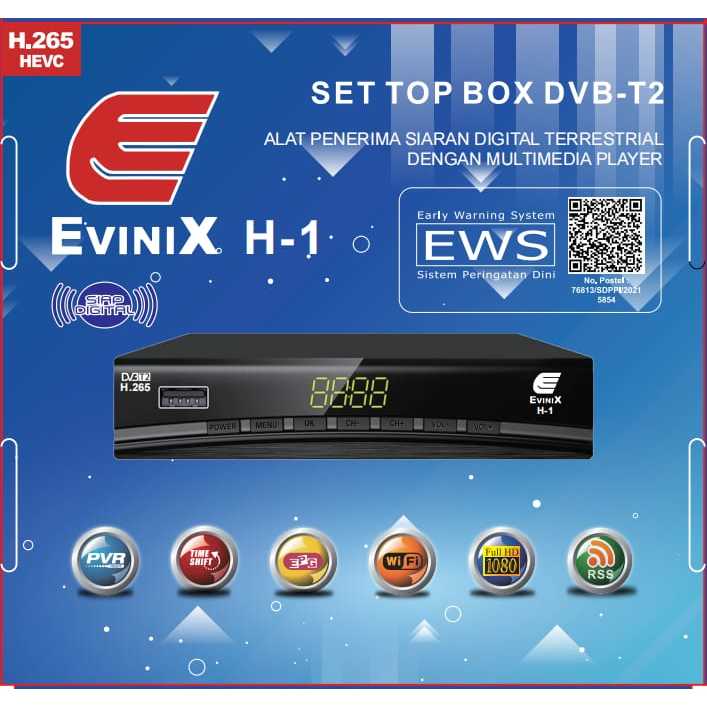 Set Top Box STB DVB-T2 / DVB-C STB Merk EVINIX H-1 FREE KABEL HDMI TU2T
