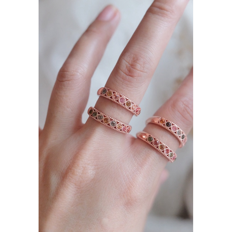 rainbow tourmaline ring in rosegold
