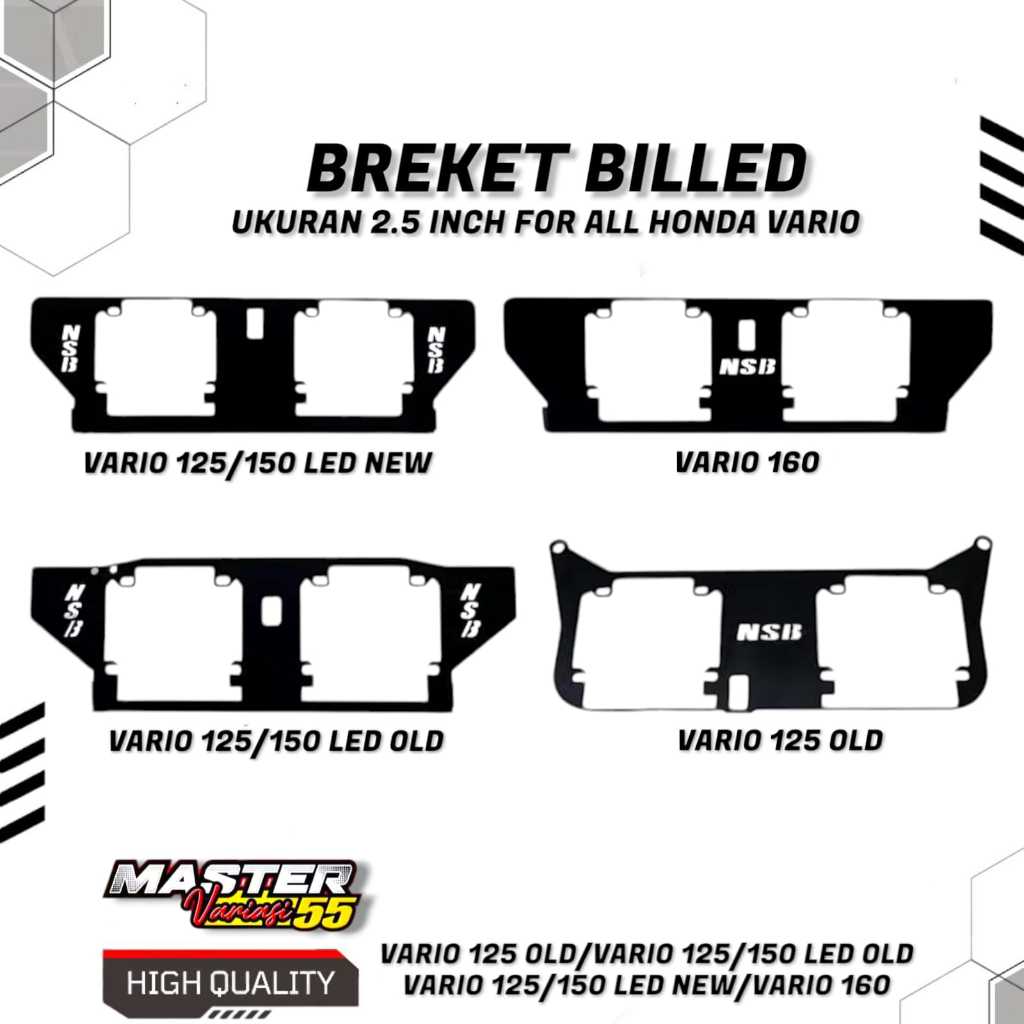 Breket Bracket Dudukan Lampu Projie Biled 2,5 Inch HID Vario 160/Vario 125 150 LED OLD/Vario 125 150