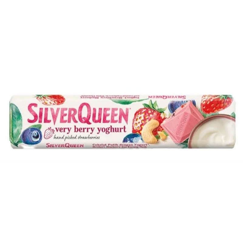 

silverqueen very berry yogurt 58 gram white cokelat