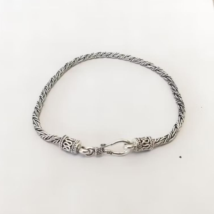 Gelang Brecelet Rantai Perak Silver Bali Asli 925 Motif Anyam Pria Wanita Elegant Costum