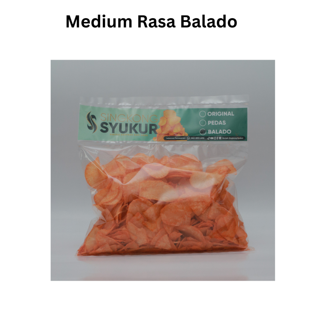 

Keripik Singkong Syukur Gurih Renyah Ukuran Medium isi 150 gram Cemilan Asli singkong Rasa Balado Ngepros Bari Raos