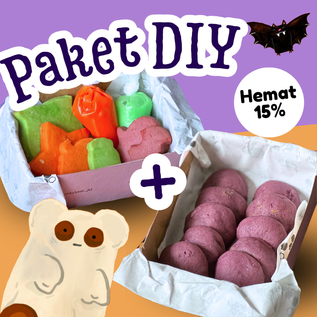 

PAKET HALLOWEEN | DIY Cookies + 10pcs Soft Baked Cookies | chocolate chip cokelat kue kering snack mainan anak kado biskuit hias sendiri