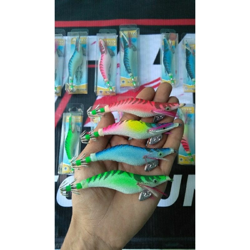 Umpan Cumi Lure / Jig Udang Egi Sinking Murah Killer #2,5 (Glow In The Dark)