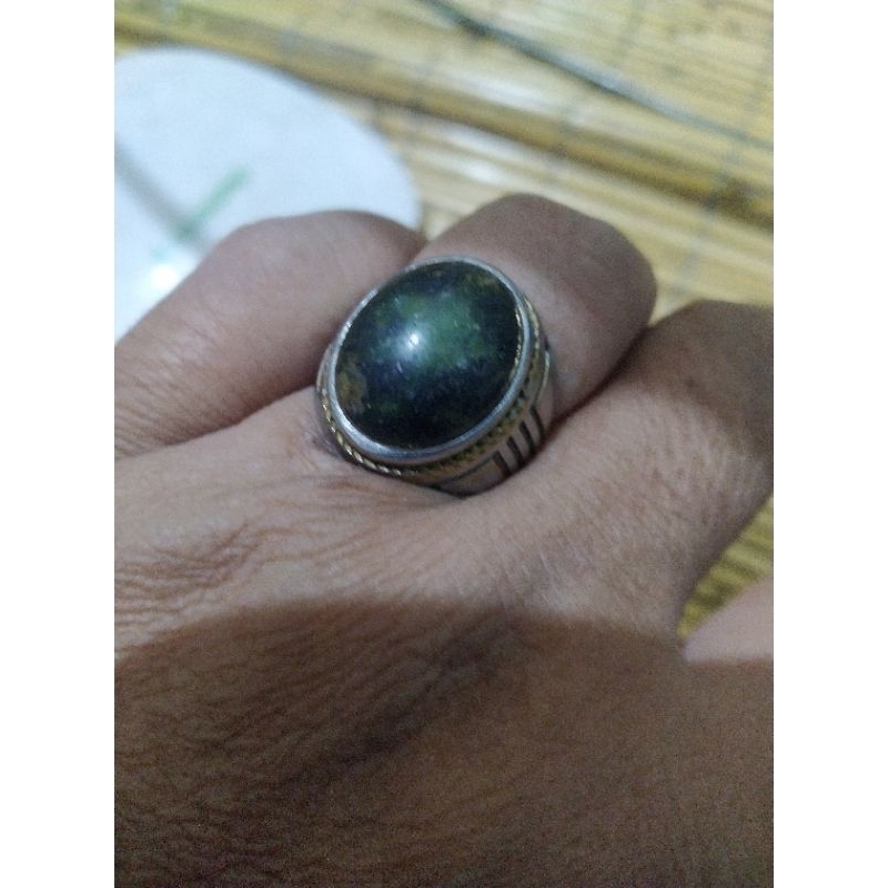 Batu Badar Besi hijau tembus tempel Maghnet Natural unik 42/842