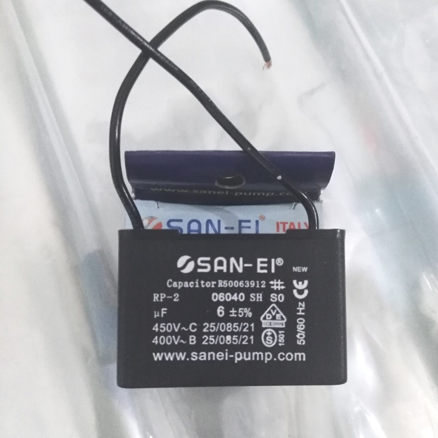 KAPASITOR KOTAK KABEL 450V 4UF 6UF 8UF 10UF 12UF 14UF 16UF 18UF 20UF 30UF SAN EI / CAPACITOR PETAK P