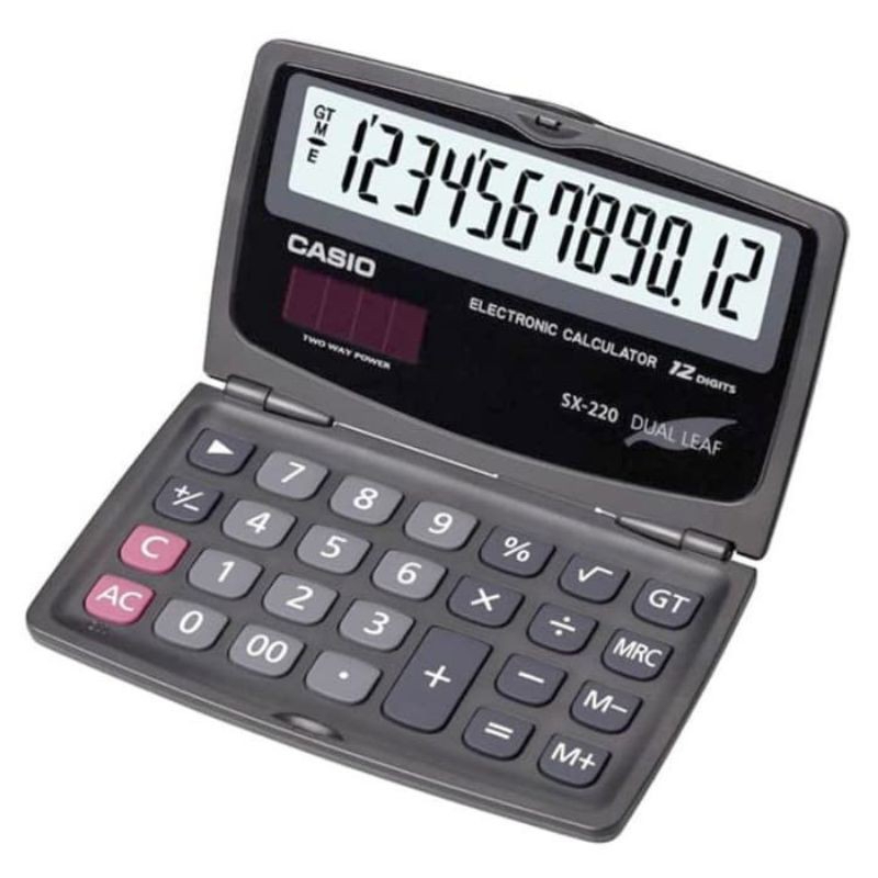 

KALKULATOR LIPAT DUAL LEAF CASIO SX 220 ORIGINAL BERGARANSI 12 DIGIT
