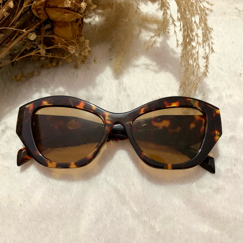 [Merveille] Kacamata Hitam Wanita Fashion Korea Semi Cat Eye Motif Leopard
