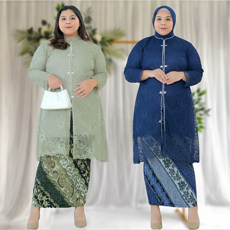 Setelan Kebaya Jumbo XXXXXL Ld 140 5XL Atasan Kebaya Tunik Payet Brokat Malika Big Size