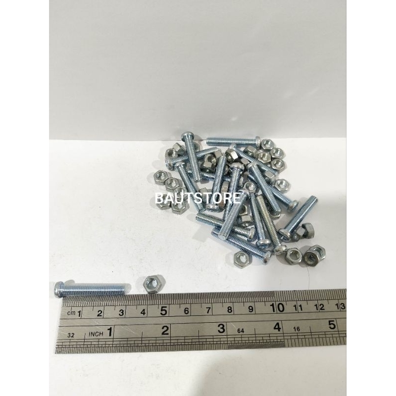 Baut Mur Obeng Baut 8/5mm x 30mm (Paket 50pcs)