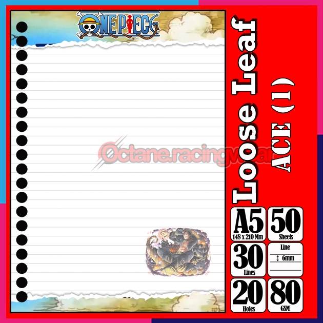 

Loose Leef Leaf A5 Isi 50 Lembar Binder Karakter Ace Anime One PieceTerbaru Polos refil Refill Vol-11