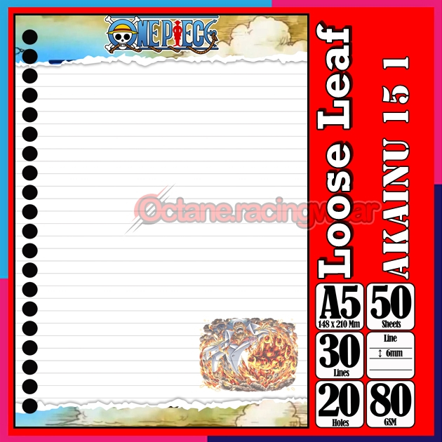 

Loose Leef Leaf A5 Isi 50 Lembar Binder Karakter Admiral Akainu Barselino Kijaru Anime One PieceTerbaru Polos refil Refill Vol-7