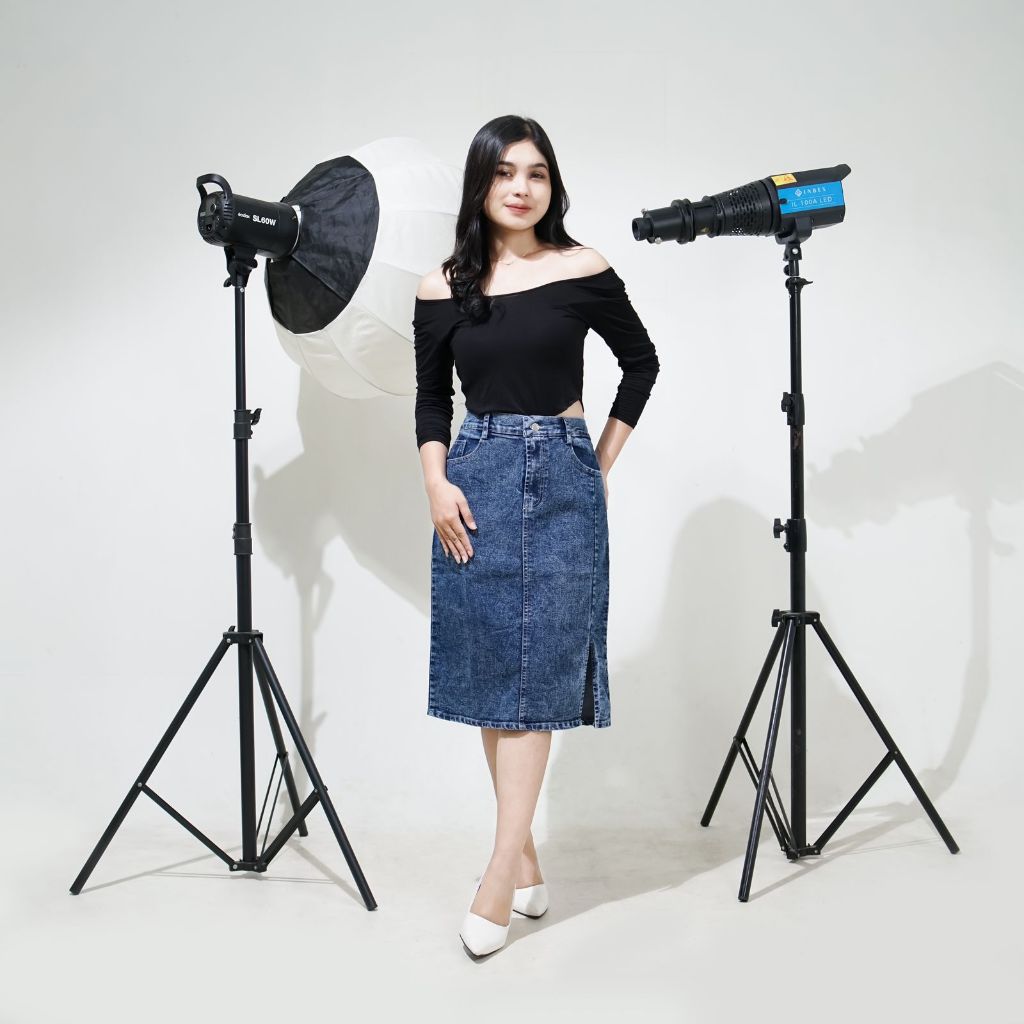 ROK DENIM SPLIT GAYA KOREA - ROK SPAN JEANS BELAH SAMPING KASUAL HAIGHWAIST