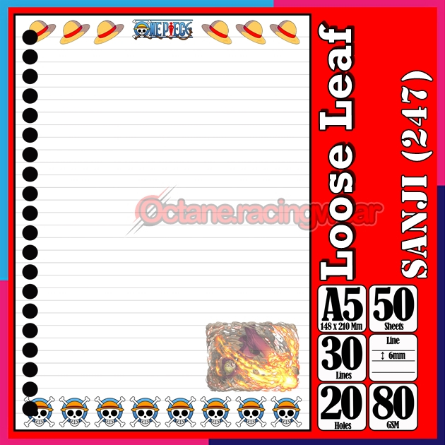 

Loose Leef Leaf A5 Isi 50 Lembar Binder Karakter Admiral Sengoku Sanji Anime One PieceTerbaru Polos refil Refill Vol-40