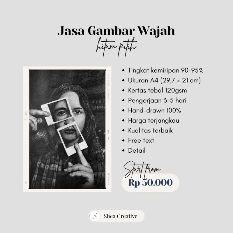 

Jasa gambar wajah A4 hitam putih (tanpa bingkai) | BNW realism portrait drawing