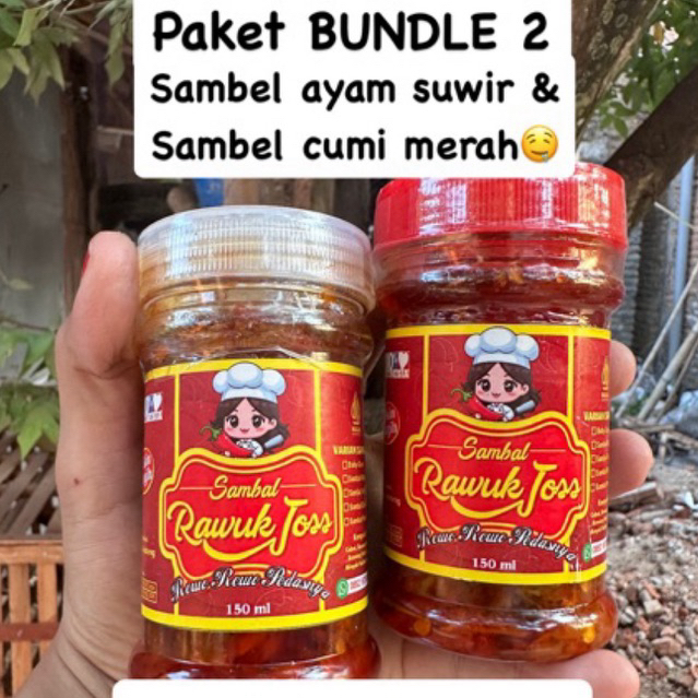 

PAKET BUNDLING DUO SAMBEL CUMI MERAH DAN SAMBEL AYAM SUWIR ONLY150 sambel instan sambel enak puas pedas