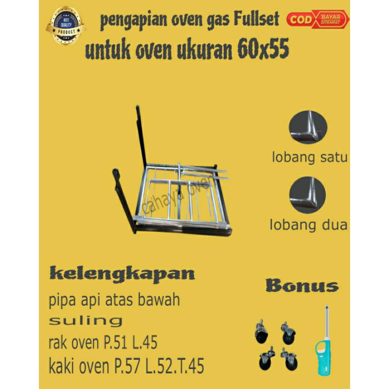 PENGAPIAN OVEN GAS/ PIPA API ATAS BAWAH,SULING,RAK OVEN,KAKI OVEN. UNTUK OVEN UKURAN 60X55