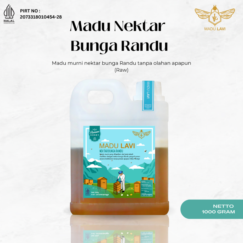 

Madu Lavi Murni Asli Nektar Randu 1000gram Grade A 100% Alami Pure Raw Honey