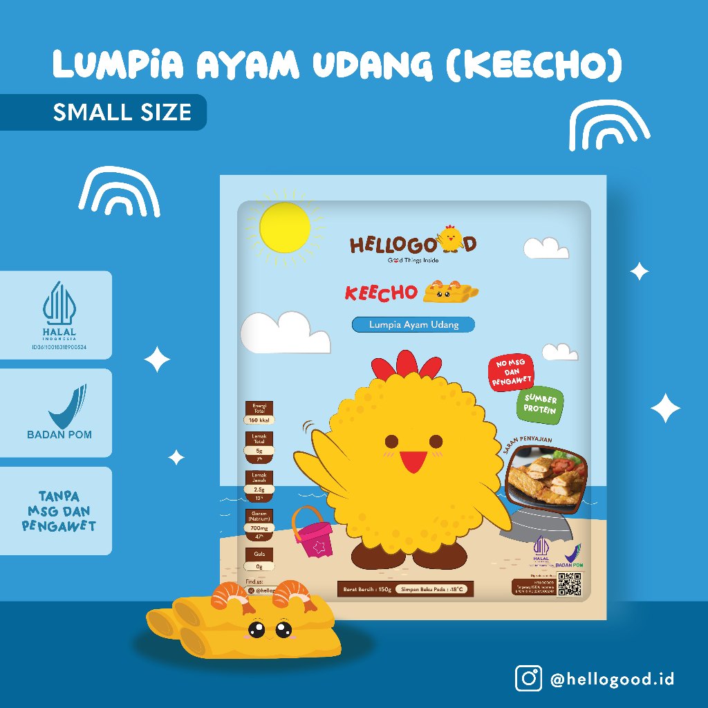 

HELLOGOOD Lumpia Ayam Udang - SMALL - Frozen Food No MSG, Izin Edar BPOM