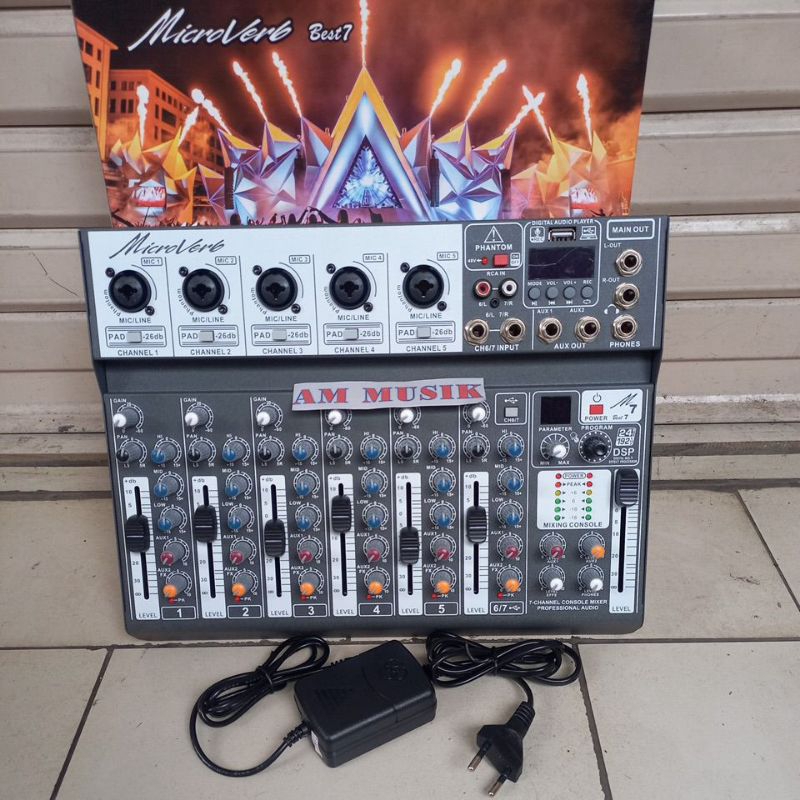 MIXER MICROVERB BEST 7 CHANNEL CONNECT TO PC - LAPTOP MIXER MICROVERB 7 CHANNEL BLUETOOTH