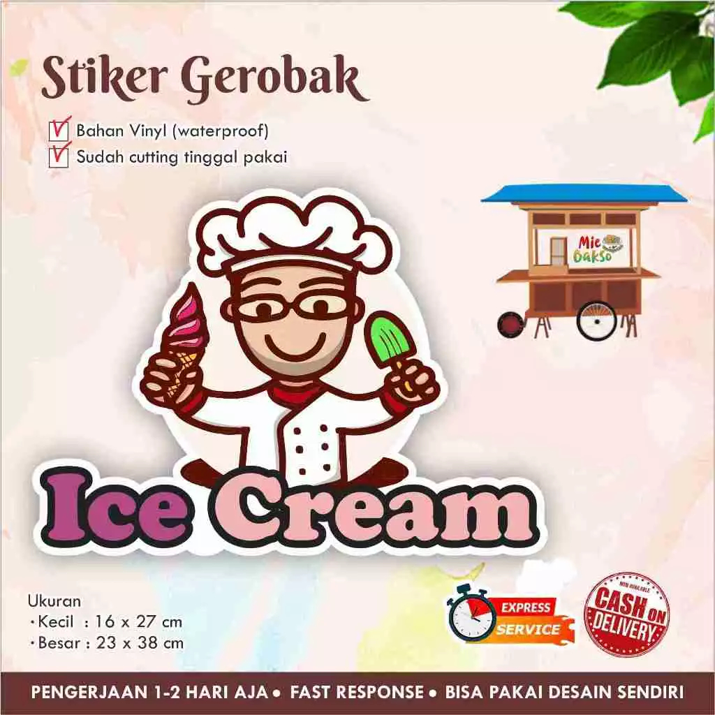 

STIKER KACA GEROBAK VINYL ICE CREAM / LABEL MAKANAN