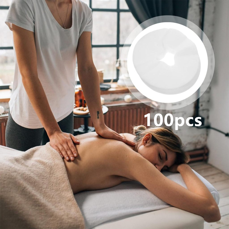 100pcs Bantalan Penutup Lubang Wajah Sekali Pakai Untuk Meja Pijat Spa Bed Massage