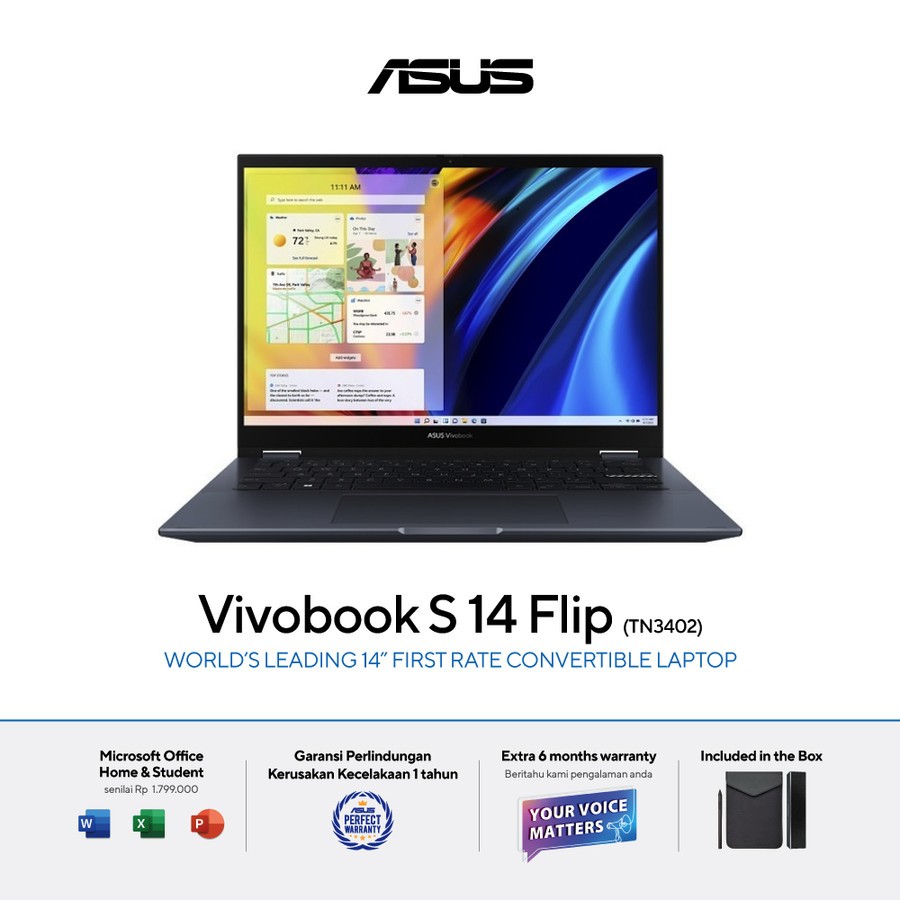 ASUS Vivobook S14 Flip TN3402YA VIPS Ryzen 5 7430U 16GB 512GB 14" WIN11 OHS