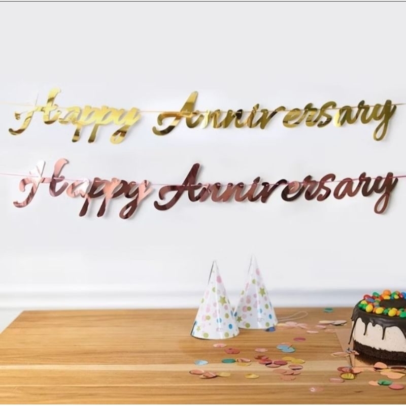 Flag Tulisan Happy Anniversary Tulisan Kertas Happy Anniv