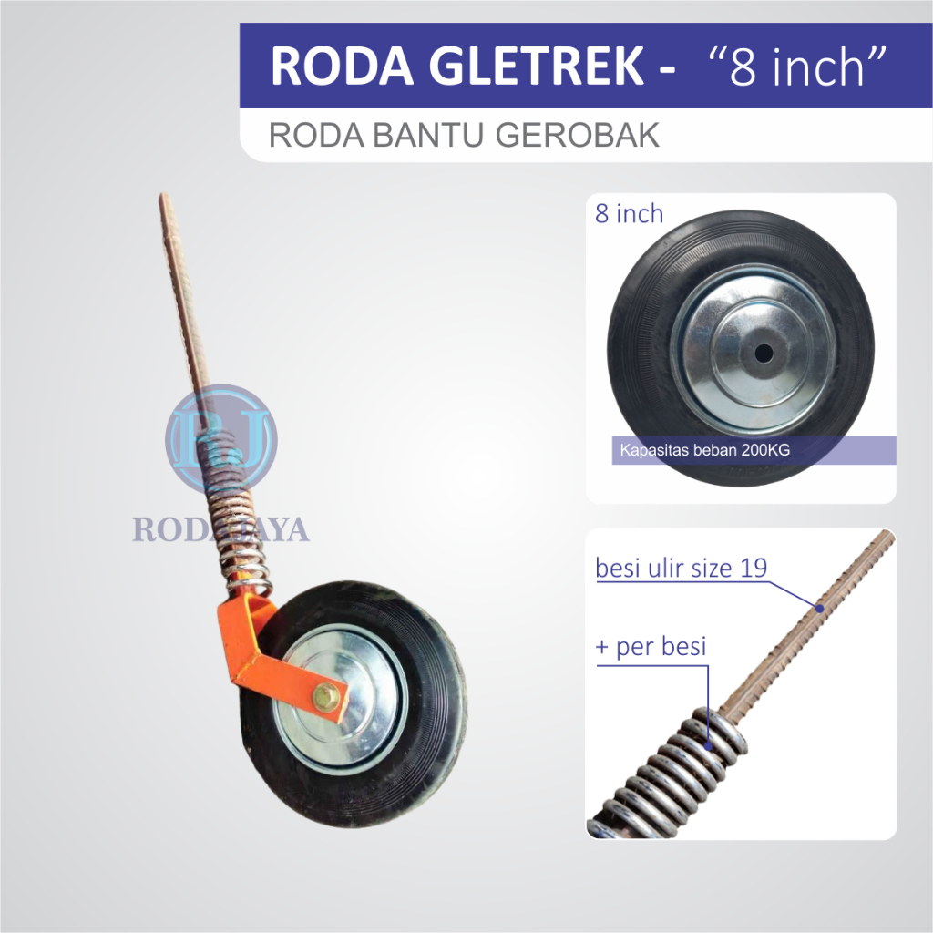 GLETREK 8 INCH / Geletrek Roda Gerobak Dorong / roda bantu untuk Gerobak roda tiga