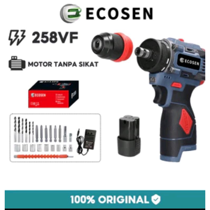 ECOSEN 258VF Bor baterai 10 mm Bor BRUSHLESS  Bor Coldless