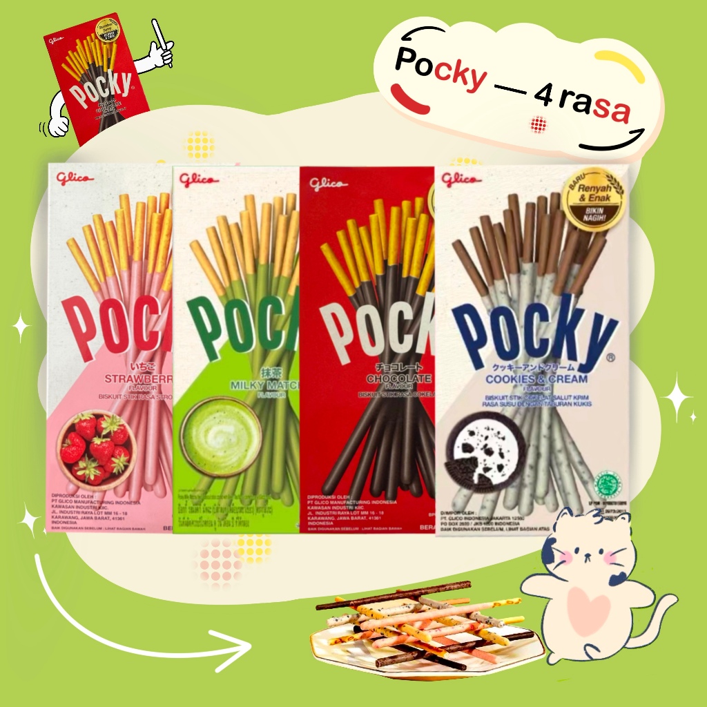 

40g *10pcs Glico Pocky Chocolate & Strawberry & cookies cream & Matcha Stick Biscuit