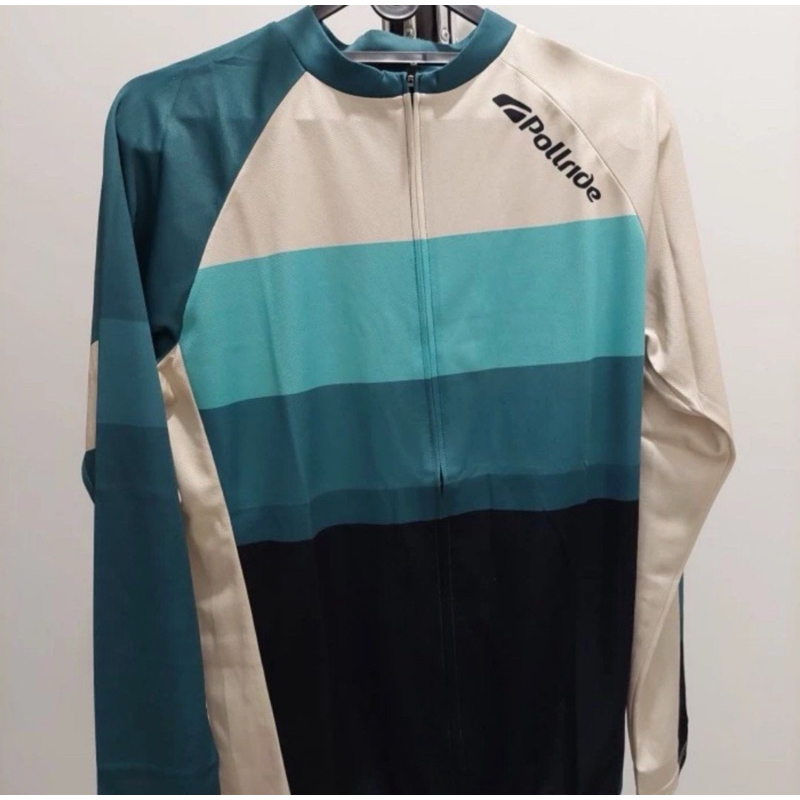 Jersey Baju Olahraga Krem Hijau Hitam Lengan Panjang Pria Wanita Unisex Couple Pasangan Sepeda POLLR