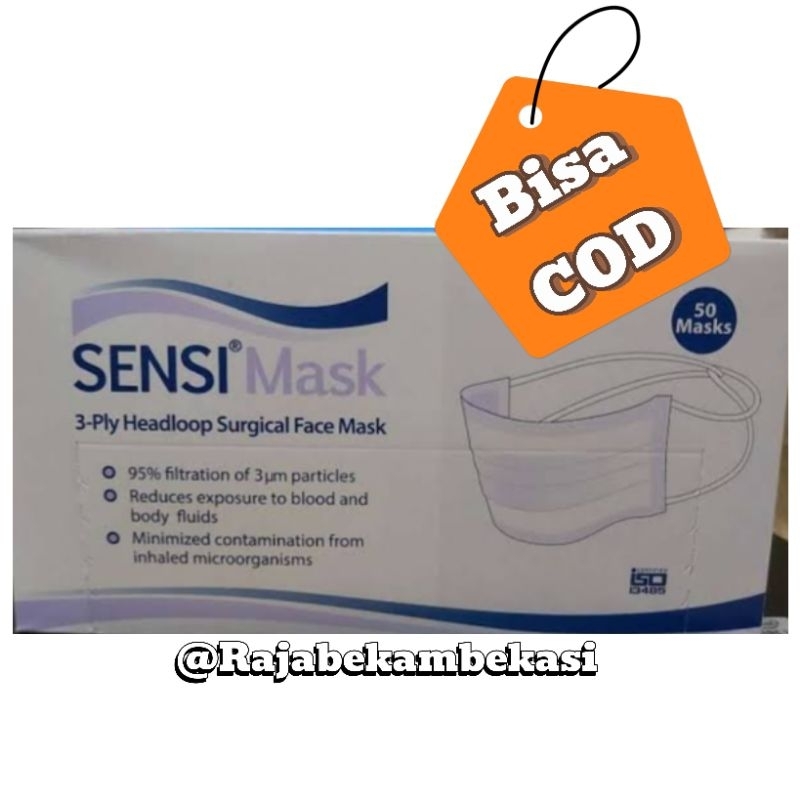 MASKER SENSI HIJAB ISI 50 PCS / MASKER MEDIS SENSI HEADLOOP ISI 50 PCS