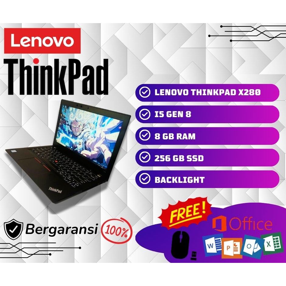 LAPTOP LENOVO THINKPAD X280 / I5 GEN 8 / SECOND / BERKUALITAS / BERGARANSI / TERMURAH / WINDOWS 10