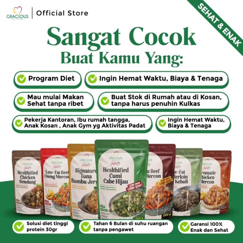 

Promo 7.7 Gracious Healthy Instant Makanan Diet Sehat Tinggi Protein Rendah Kalori Hemat 200gr