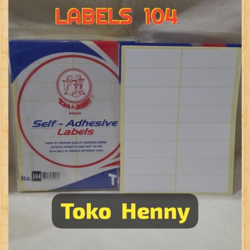 LABEL  TOM & JERRY  104 ..... 1 pak kecil  isi ... 10 lembar