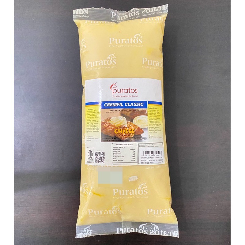 

PURATOS CREAMFIL CLASIC CHEESE/KEJU 1KG, COCOK UNTUK ISIAN ROTI DLL