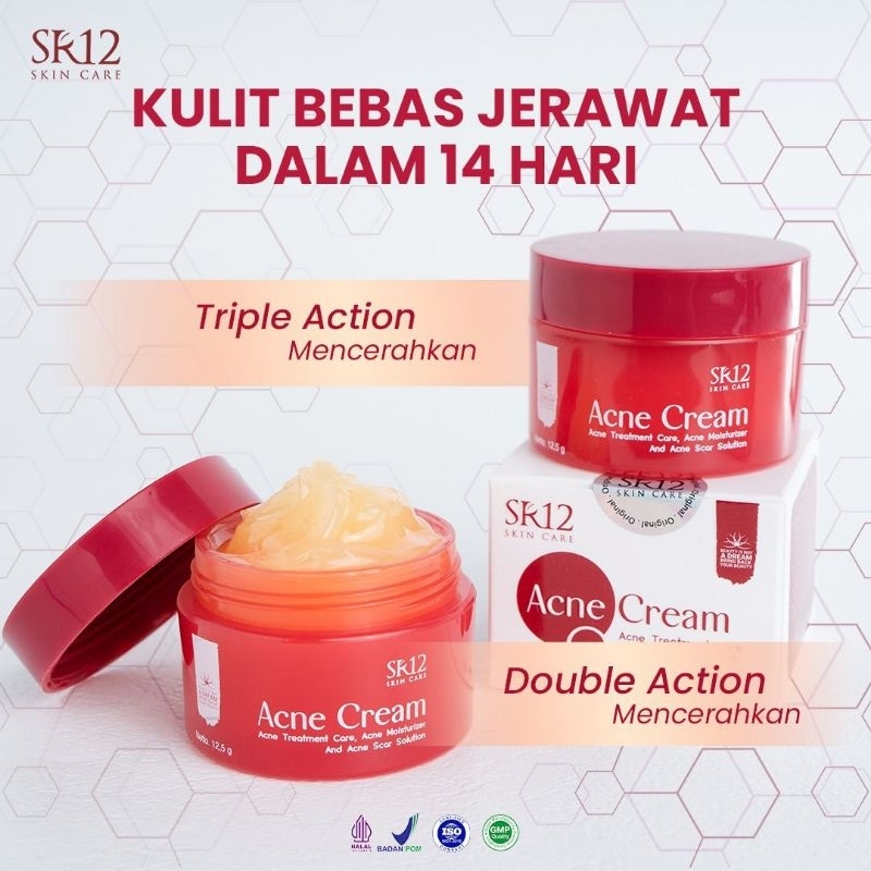 ACNE CREAM BPOM / CREAM UNTUK WAJAH BERJERAWAT / ACNE CREAM SR12 ORIGINAL / ACNE CREAM SR12