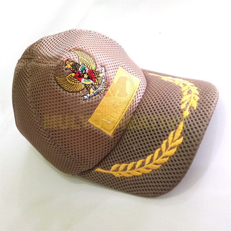 Topi Lapangan Camat - Topi Lurah Kades- Bahan Jaring Coklat Khaki Keki - Hitam - Hijau