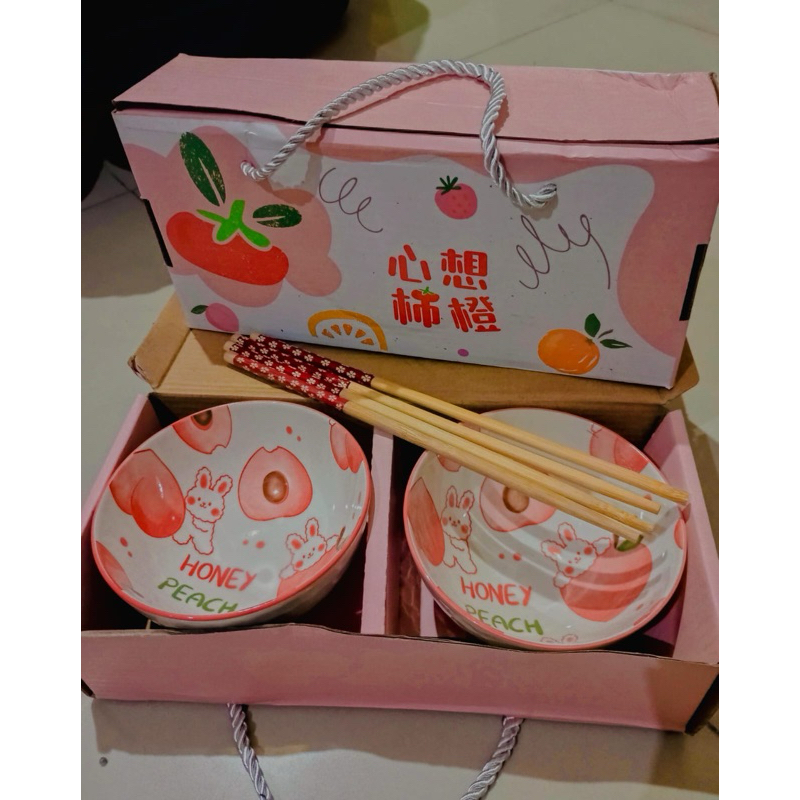 mangkok set sumpit/mangkok set isi 2/mangkok set korea