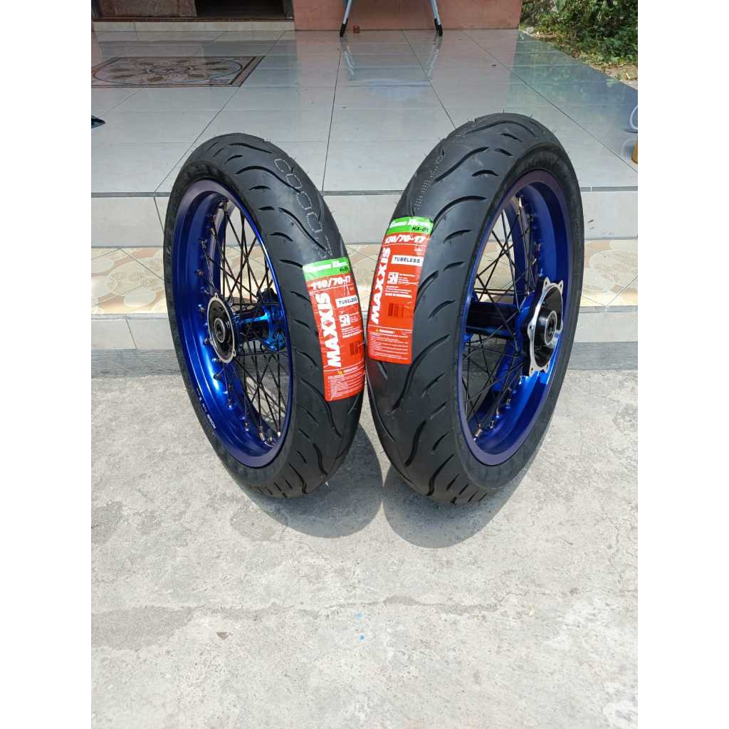 Supermoto Yamaha WR155 Ban Maxxis Baru Velg Rossi Ukur 300/350 Ring 17